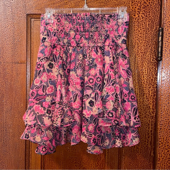 ALC Vera Silk Chiffon Tiered Ruffle metallic paisley Mini Skirt NWT - 4 S $365 - Picture 2 of 7